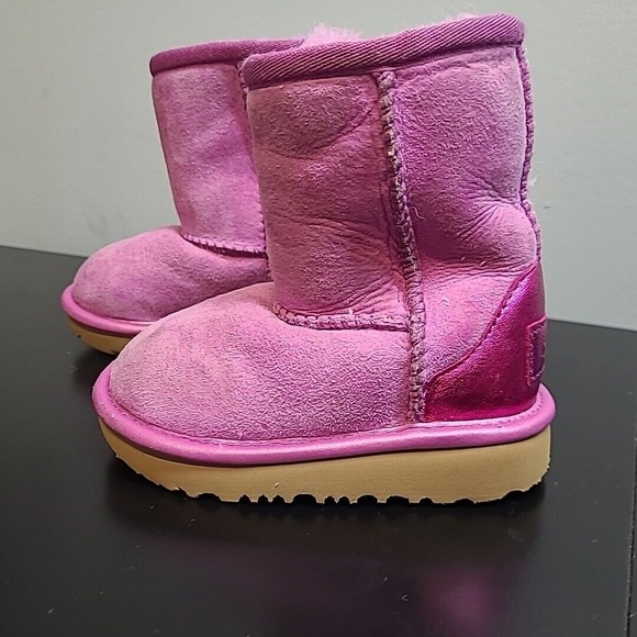 UGG Winter Snow Boots Youth 6 Pink Mid Calf Round‎ Toe Sherpa SN1139056T - Picture 6 of 14